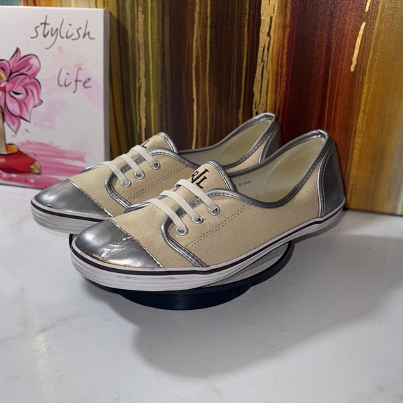 Ralph Lauren Women's Metallic Canvas Sneakers - Size 9B - Picture 7 of 10